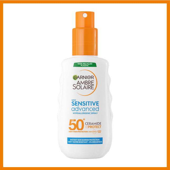 Garnier Ambre Solaire Sensitive Advanced SPF 50+ Ceramide Protect Sunscreen Spray For Adults (150mL)