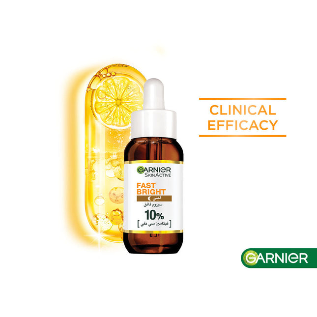 Garnier Fast Bright 10% Pure Vitamin C Brightening Overnight Serum - 30ml