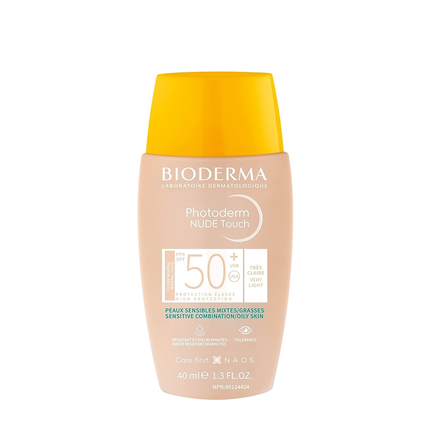 Photoderm NUDE Touch SPF 50+ mineral mat finish very light tinted sunscreen Combination oily skin
