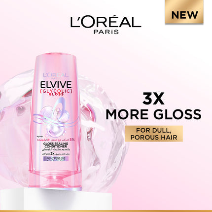 L’Oréal Paris, Elvive, Glycolic Gloss Conditioner, Our 1st at home glossing treatment, 5% [Gloss Complex] with Glycolic Acid, 200ml