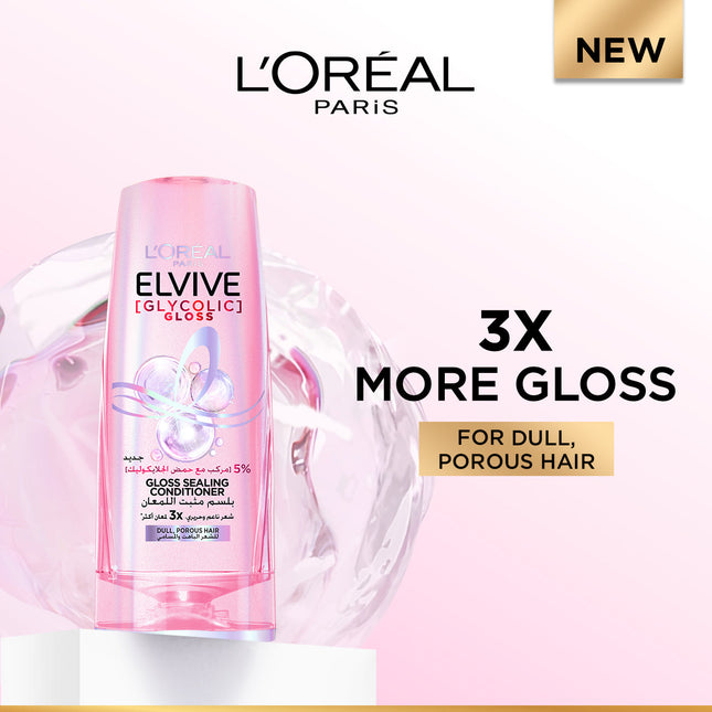 L’Oréal Paris, Elvive, Glycolic Gloss Conditioner, Our 1st at home glossing treatment, 5% [Gloss Complex] with Glycolic Acid, 200ml
