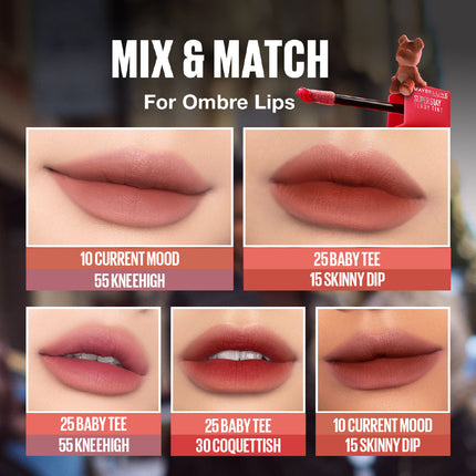 Maybelline Super Stay Teddy Tint  Soft Blurred Matte Lip Tint | 12h Longwear, Transfer proof